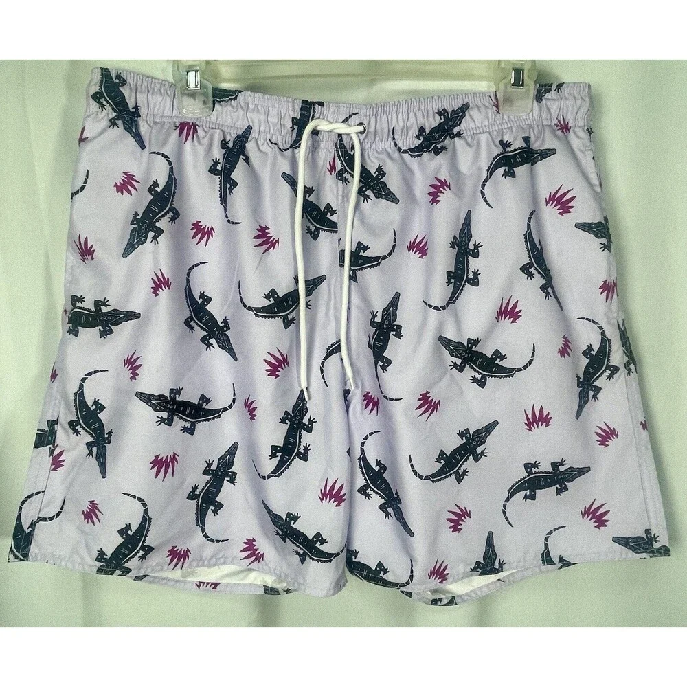 Arizona Jean Co Men’s Lilac Gator Swim Trunks Sz XXL New